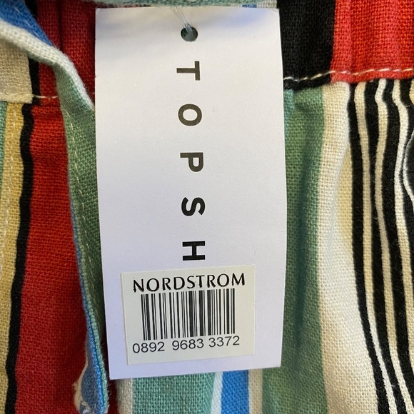 Topshop Striped Linen Blend Drawstring Shorts, White Multi, Size 2, NWT - Picture 5 of 13